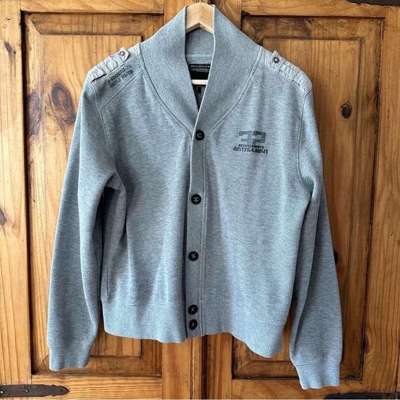 Vintage Y2K Urban Behavior Men's Gray Knit Button Down Cardigan Sweater - Large - Picture 13 of 14